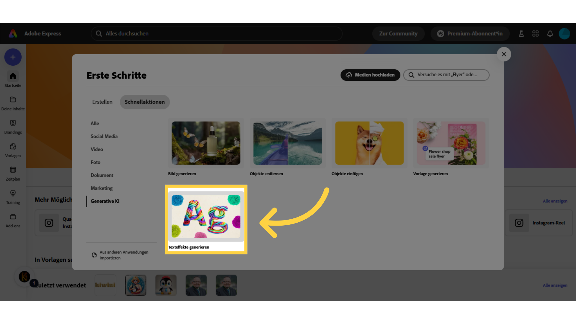 Adobe Express: Texteffekte generieren