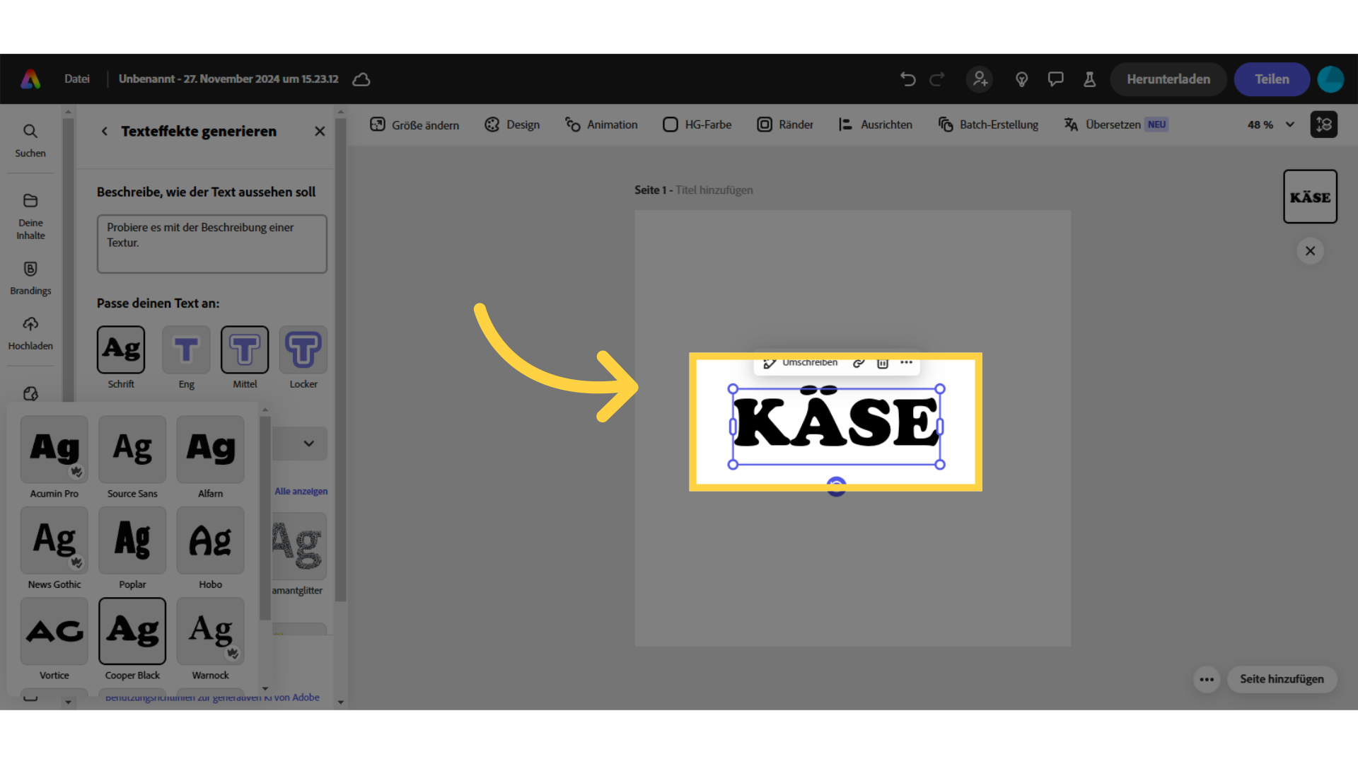 Adobe Express: Texteffekte generieren
