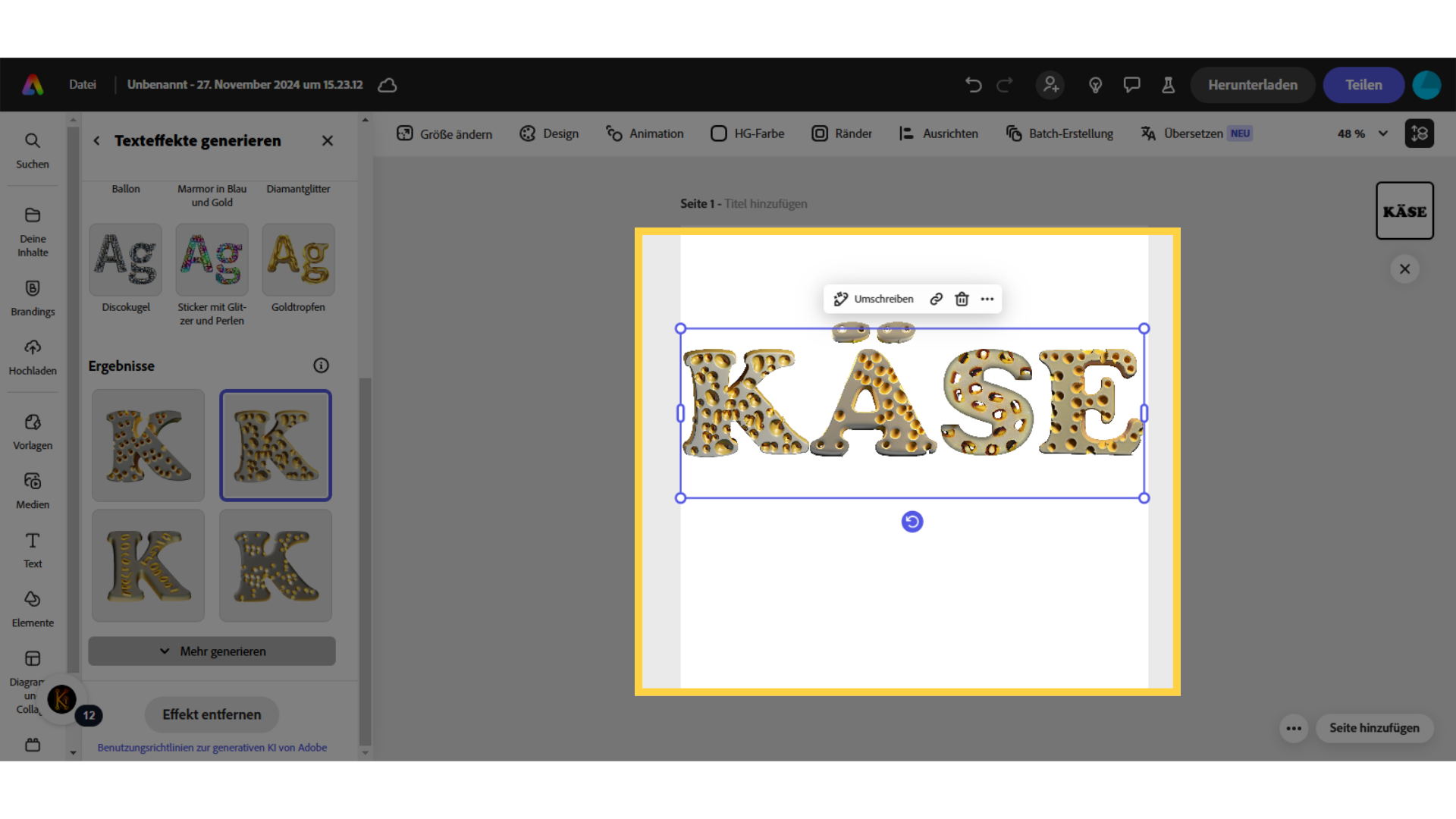 Adobe Express: Texteffekte generieren