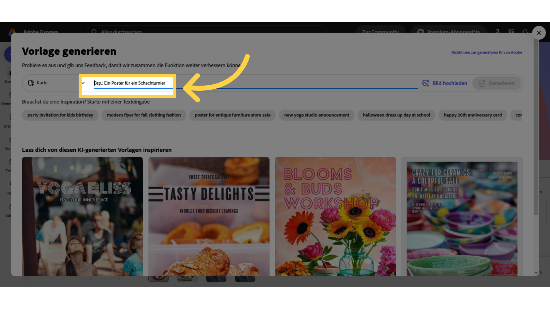 Adobe Express: Vorlage generieren