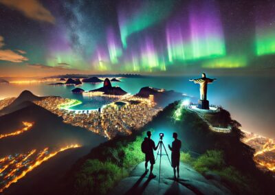 KI-generiertes Bild einer Aurora Borealis über Rio de Janeiro
