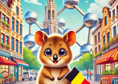 Ergebnis des Prompts "Zeichne ein Quokka in Belgien" bei DALL-E.