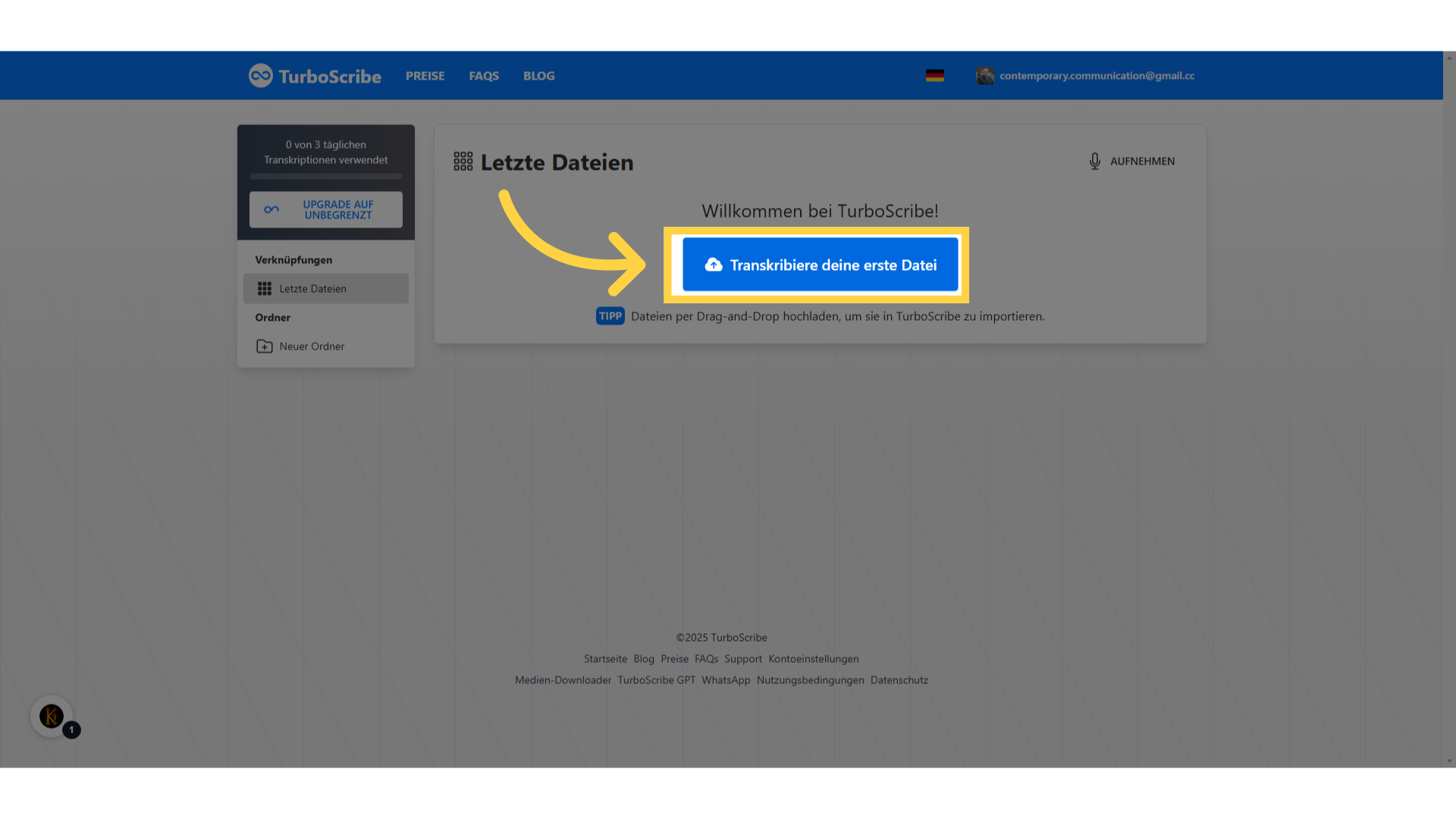 TurboScribe: Text transkribieren